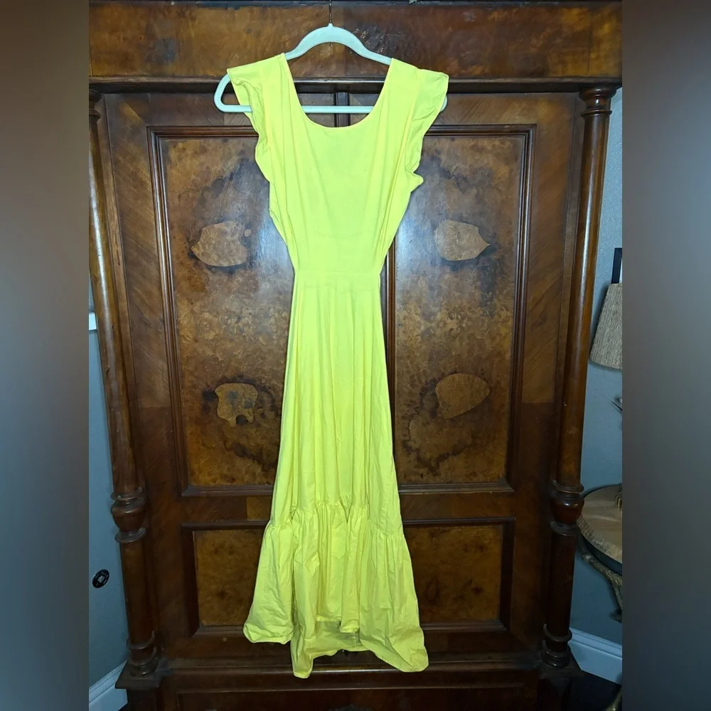 Marissa Webb- Yellow Cutout Midi Dress. Size 8 - Picture 4 of 10